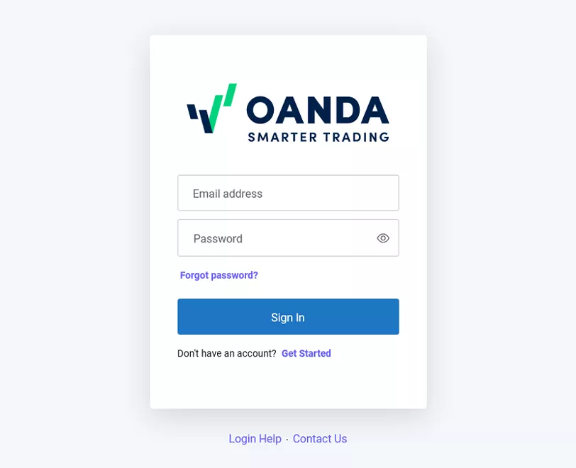 Enter the account credentials for your OANDA account and press SIGN IN.